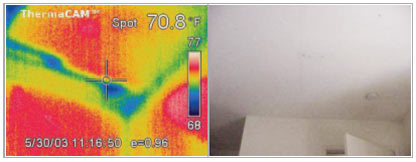 picture of ceiling and thermal picture of ceiling