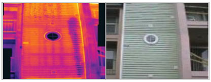 picture of window wall and thermal picture of window wall